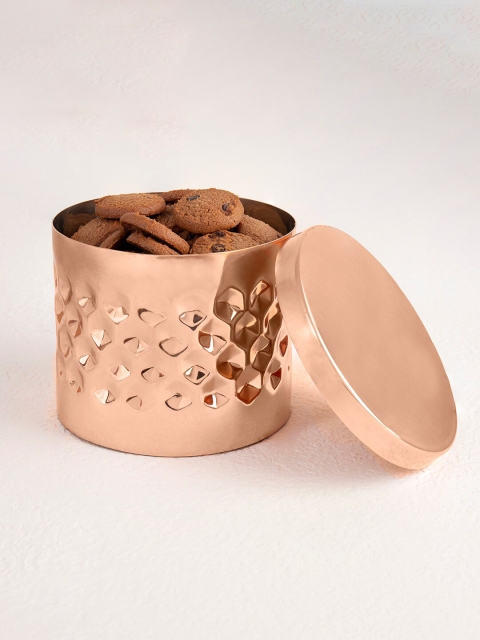 

ellementry Copper-Toned Textured Large Stainless Steel Jar