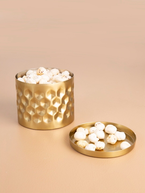 

ellementry Gold-Toned Textured Medium Stainless Steel Jar