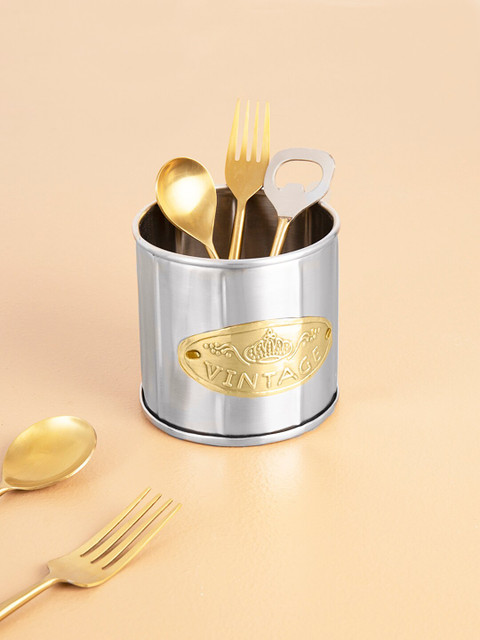

ellementry Silver-Toned Stainless Steel Utensil Holder