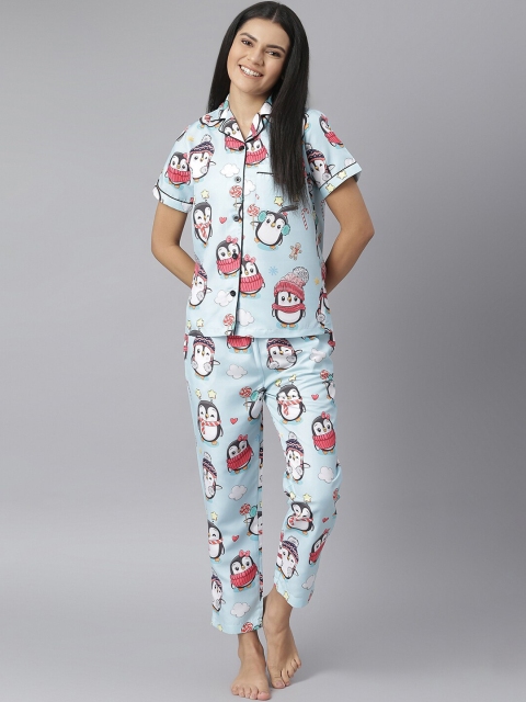 

StyleStone Women Blue Printed Night suit