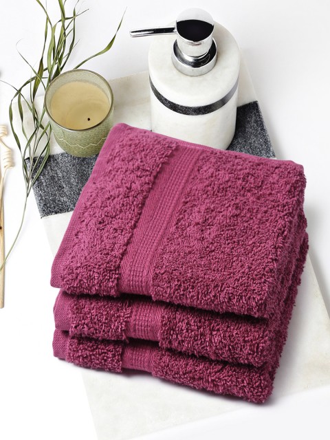 

BOMBAY DYEING Set of 3 Burgundy Cotton 550 GSM Face Towels