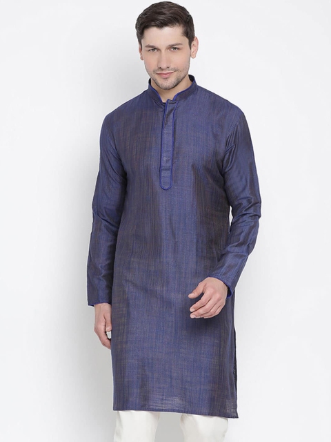 

VASTRAMAY Men Blue Thread Work Kurta