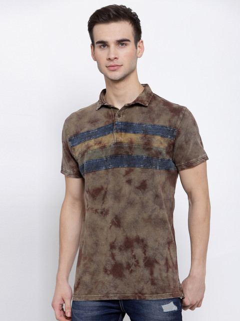 

UNICOPS Men Brown Dyed Polo Collar T-shirt