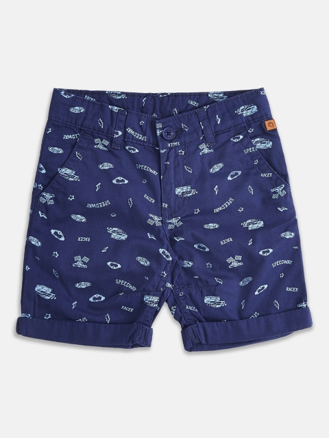 

Pantaloons Junior Boys Navy Blue Printed Mid-Rise Regular Shorts