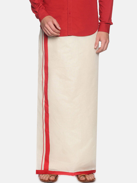 

Sethukrishna Men Off White Traditional Kerala Double Mundu