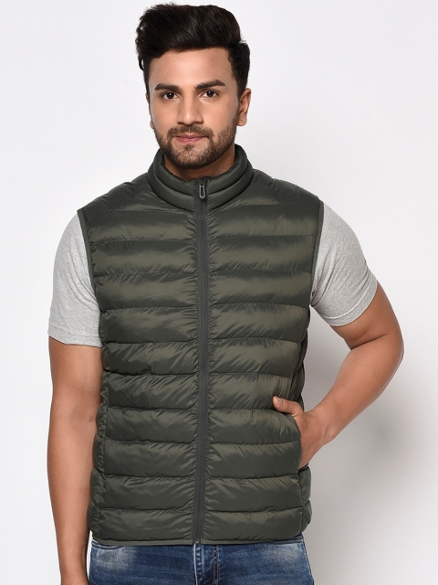 

METTLE Men Olive Green Puffer Jacket