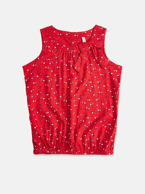 

Pantaloons Junior Girls Red Printed Blouson Top