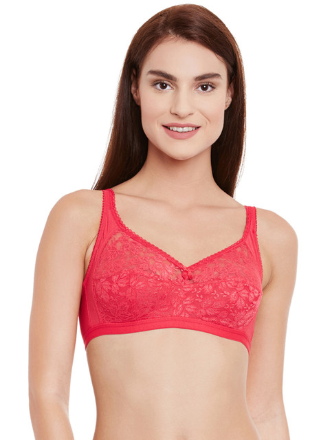 

Clovia Red Lace Full-Coverage Bra BR0657P04
