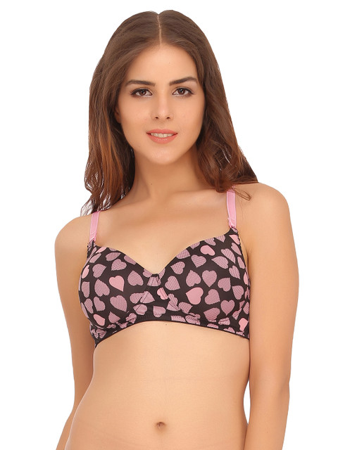 

Clovia Black Printed Push-Up Bra BR0688P134