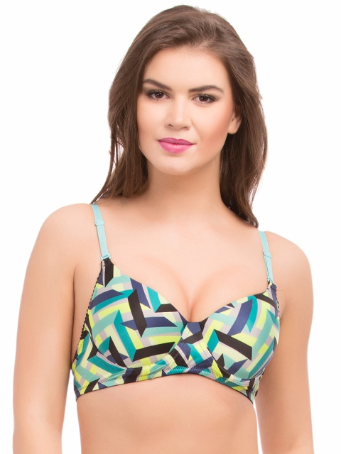 

Clovia Blue Printed Push-Up T-shirt Bra BR0697P03