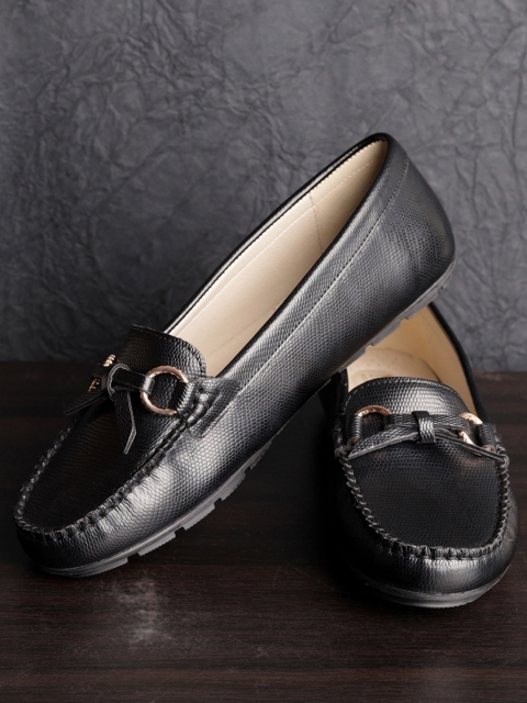 

Mode by Red Tape Women Black PU Boat Shoes