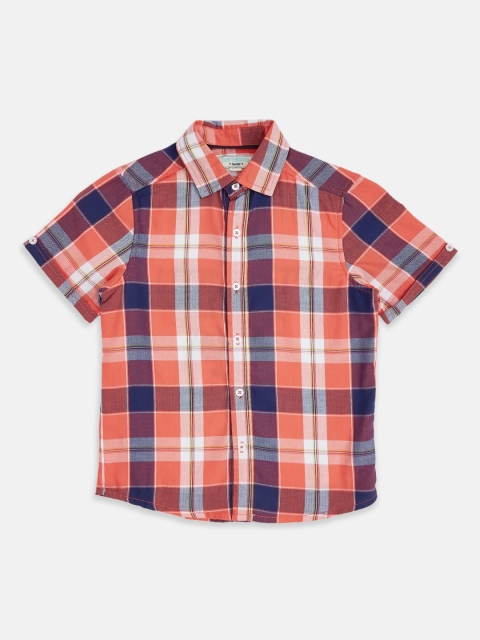 

Pantaloons Junior Boys Coral Checked Casual Shirt