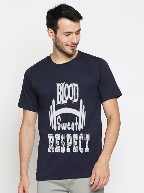 

Blacksmith Men Navy Blue & White Typography Printed T-shirt