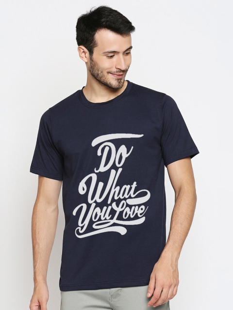 

Blacksmith Men Navy Blue & White Typography Printed T-shirt