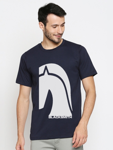 

Blacksmith Men Navy Blue & White Graphic Printed T-shirt