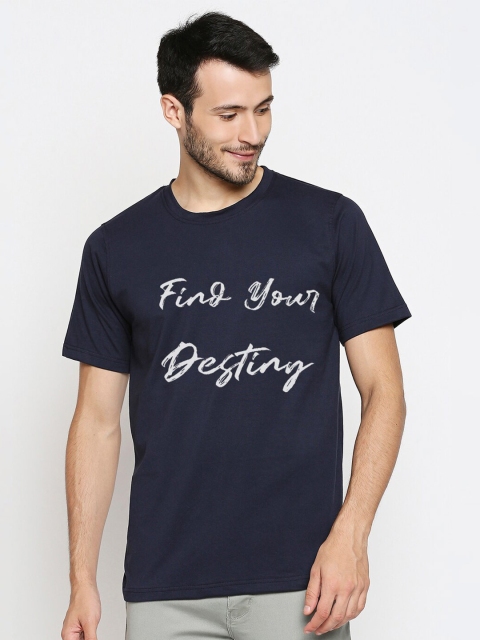 

Blacksmith Men Navy Blue & White Typography Printed T-shirt