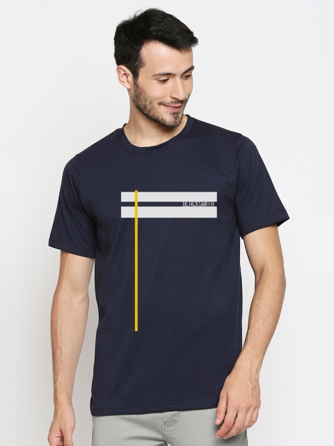 

Blacksmith Men Navy Blue and White Graphic Printed T-shirt
