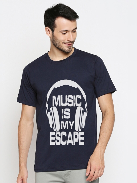 

Blacksmith Men Navy Blue & White Typography Printed T-shirt