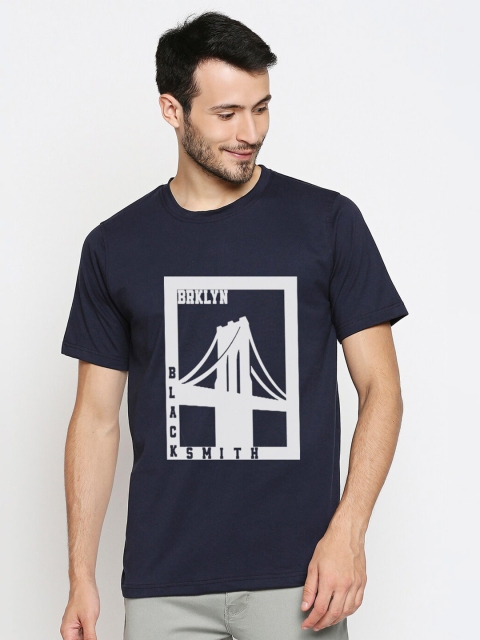 

Blacksmith Men Navy Blue & White Graphic Printed T-shirt