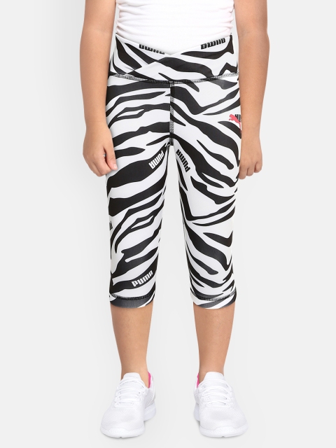 

Puma Girls White & Black Printed Modern Sports 7/8 AOP Slim Tights