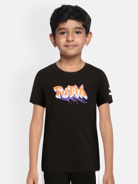 

Puma Boys Black Printed Pure Cotton Street Art Graphic Pure Cotton T-shirt