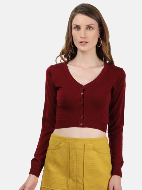 

Monte Carlo Maroon Fitted Crop Top