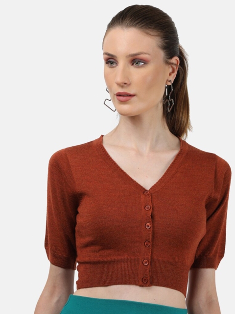 

Monte Carlo Maroon Puff Sleeve Regular Crop Top