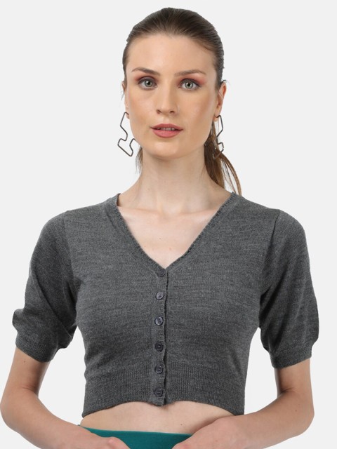 

Monte Carlo Grey Puff Sleeve Regular Crop Top
