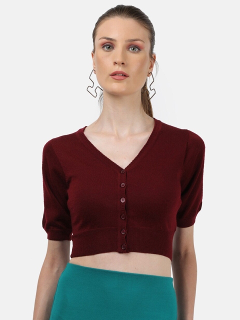 

Monte Carlo Maroon Regular Crop Top