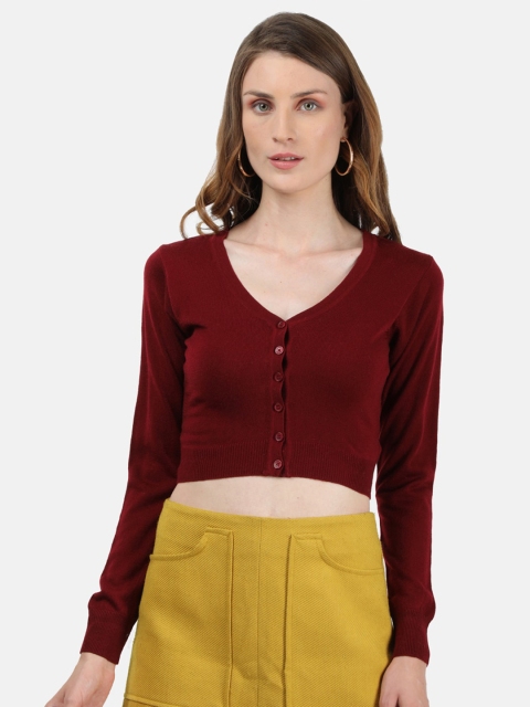 

Monte Carlo Maroon Fitted Crop Top