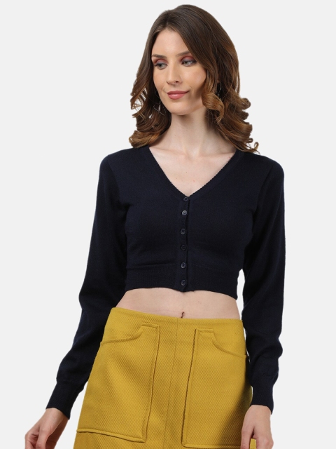 

Monte Carlo Navy Blue Fitted Crop Top