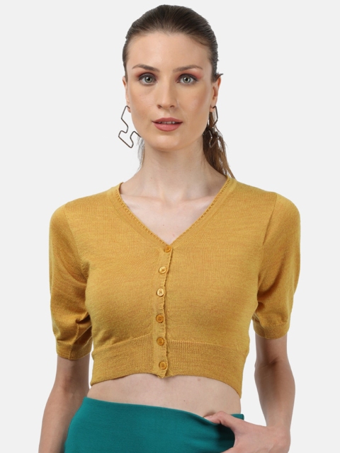 

Monte Carlo Mustard Yellow Puff Sleeve Fitted Crop Top