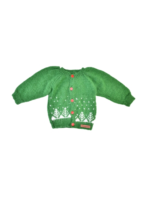 

The Original Knit Unisex Kids Green & White Floral Handmade Sweater