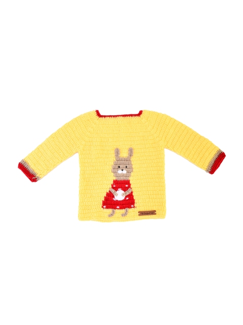 

The Original Knit Unisex Kids Yellow & Red Pullover Embroidered Detail Handmade Sweater