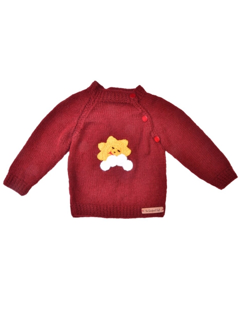 

The Original Knit Unisex Kids Maroon Embroidered Detail Handmade Sweater