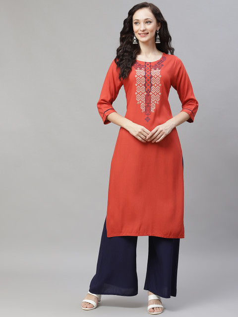 

AHIKA Women Coral Embroidery Kurta