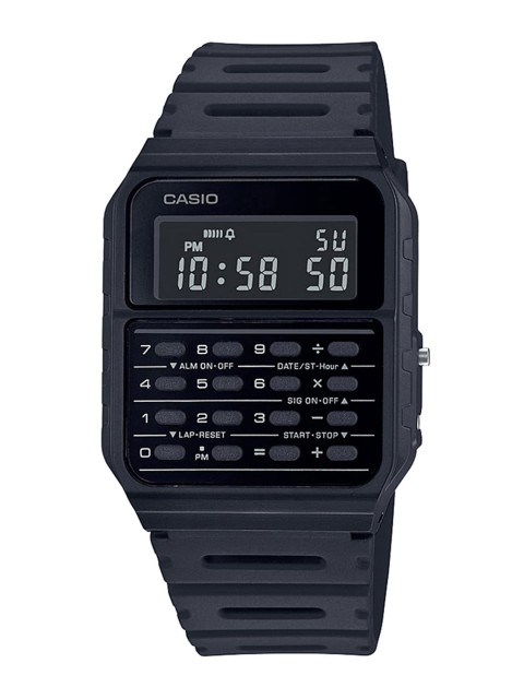 

CASIO Unisex Black Dial & Black Bracelet Style Straps Digital Watch D208
