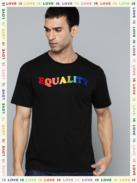 

VividArtsy Unisex Black Typography Loose T-shirt