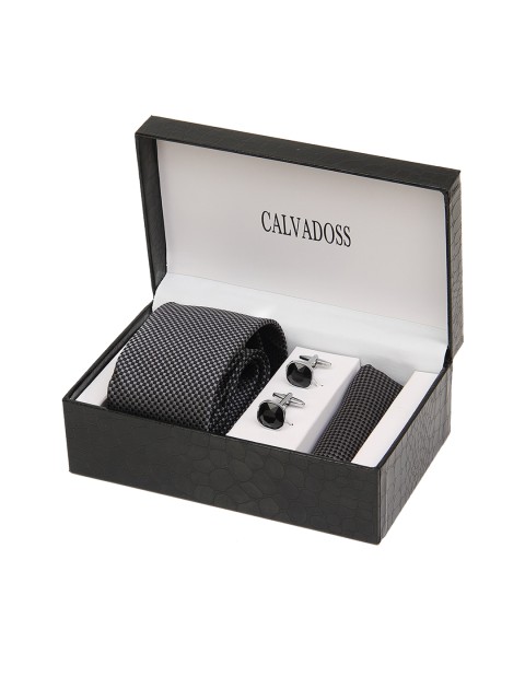 

Calvadoss Maroon Tie, Cufflinks and Pocket Square Gift sets
