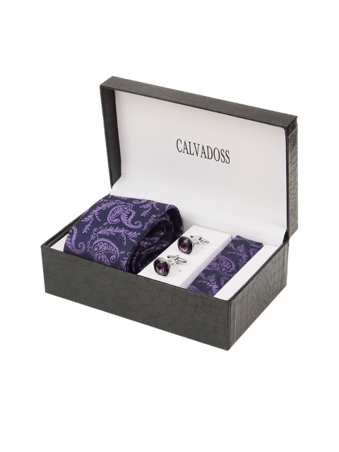 

Calvadoss Men Purple Premium Tie, Cufflinks and Pocket Square Gift set