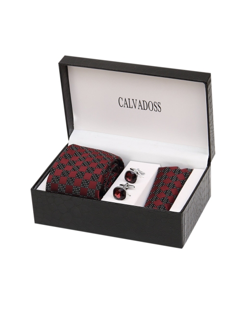 

Calvadoss Men Maroon Premium Tie, Cufflinks and Pocket Square Gift sets