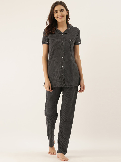 

GOLDSTROMS Women Black Printed Night suit