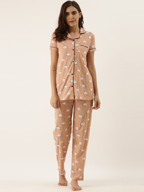 

GOLDSTROMS Women Orange Printed Night suit