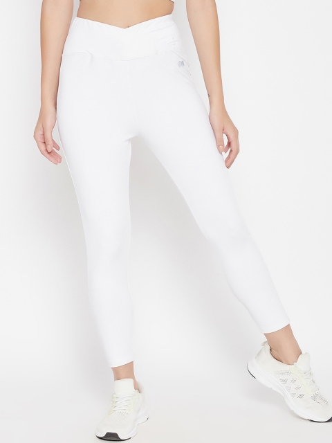 

Clovia Women White Solid Ankle-Length Sports Tights