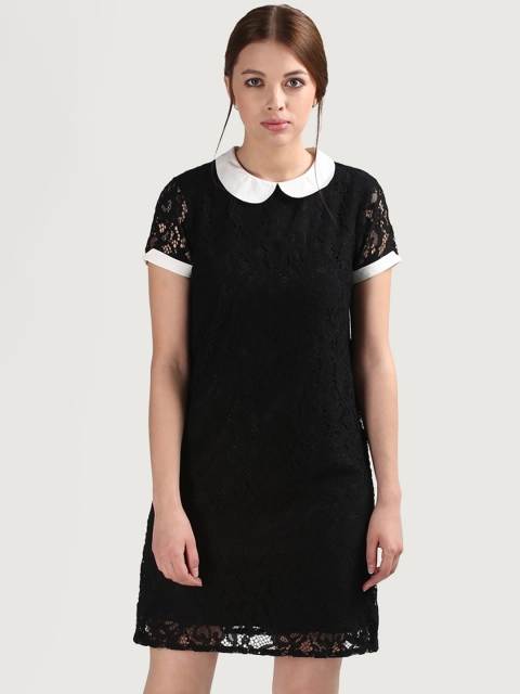 

COVER STORY Women Black Polyester Lace Shift Dress