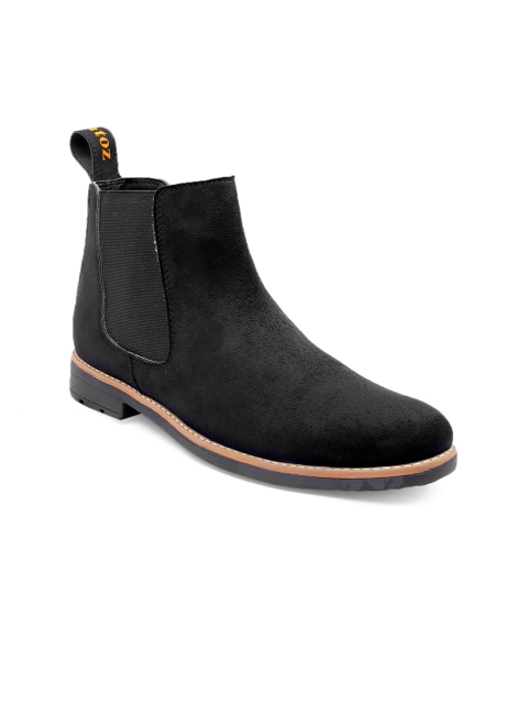 

ZAPATOZ Men Black Suede Flat Boots