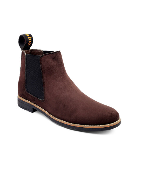 

ZAPATOZ Men Brown Suede Flat Boots