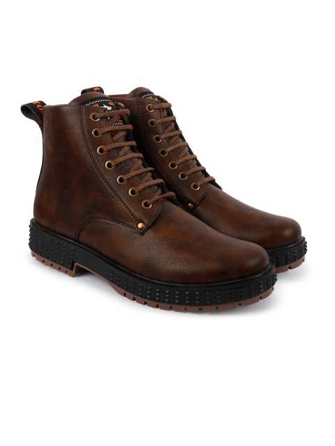 

ZAPATOZ Men Coffee Brown Flat Boots