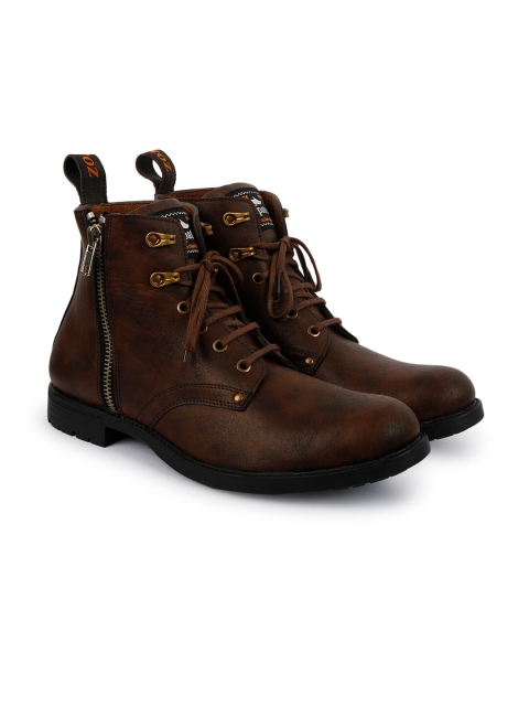 

ZAPATOZ Men Coffee Brown Flat Boots