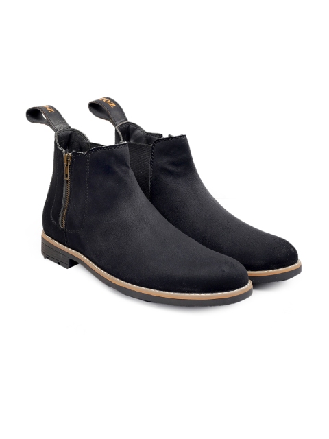 

ZAPATOZ Men Black Suede Chelsea Boots